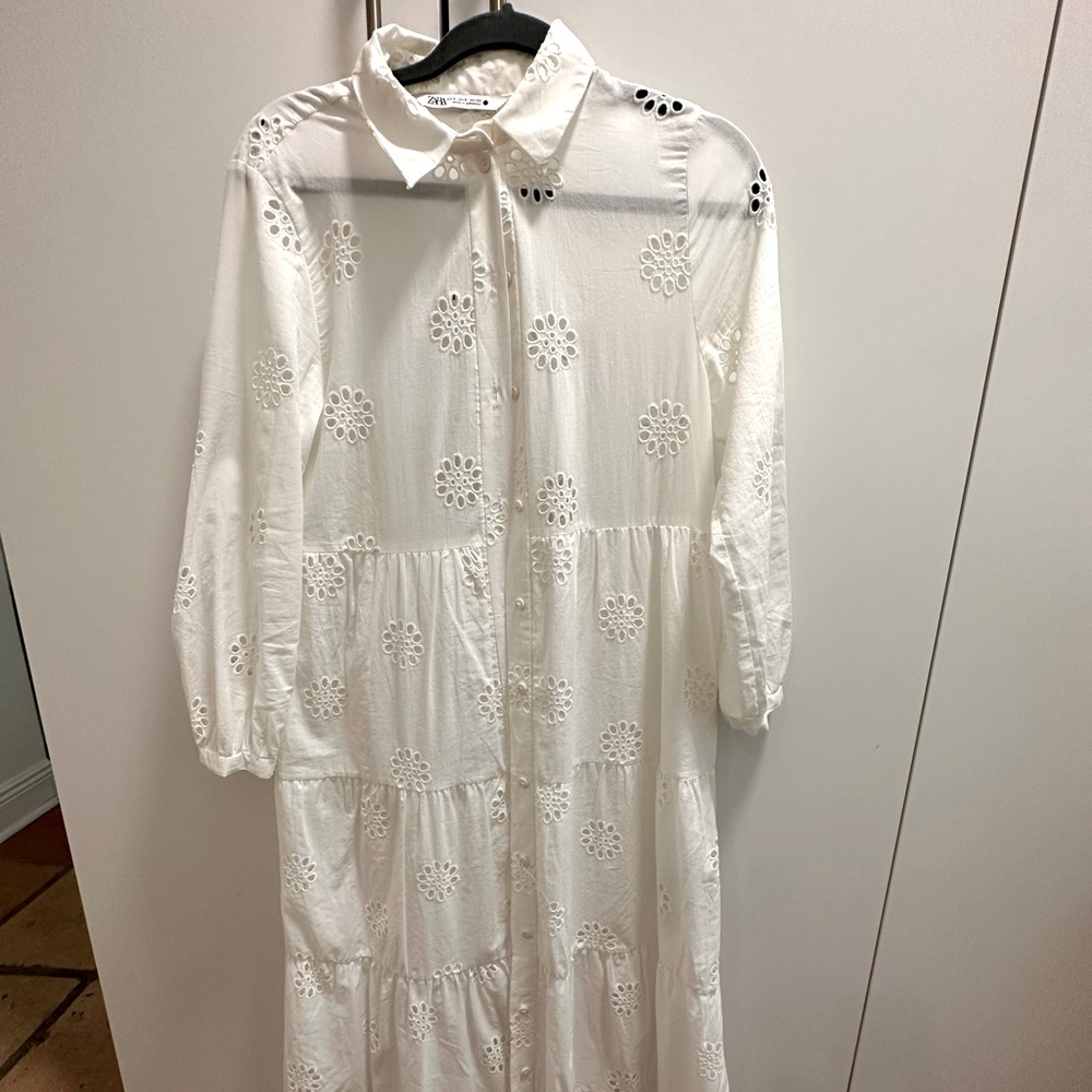 Zara crochet white dress